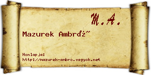 Mazurek Ambró névjegykártya